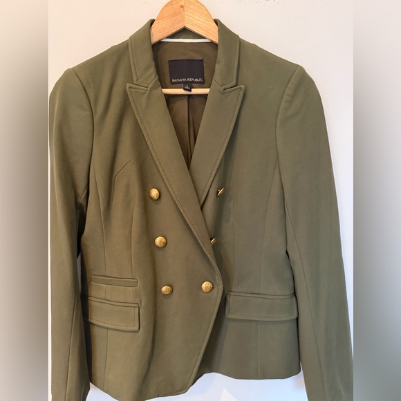 Banana Republic Hunter Green Double-Breasted Blazer – Size 4 - Picture 5 of 6